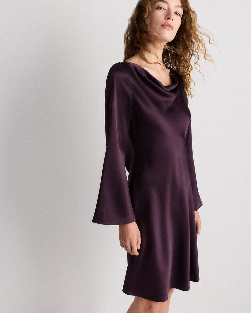 100% Washable Silk Long Sleeve Mini Dress