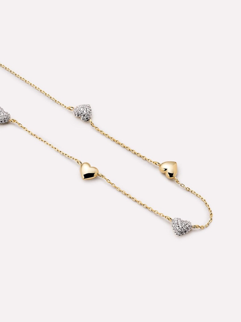 Lev Mini Pave Station Heart Necklace
