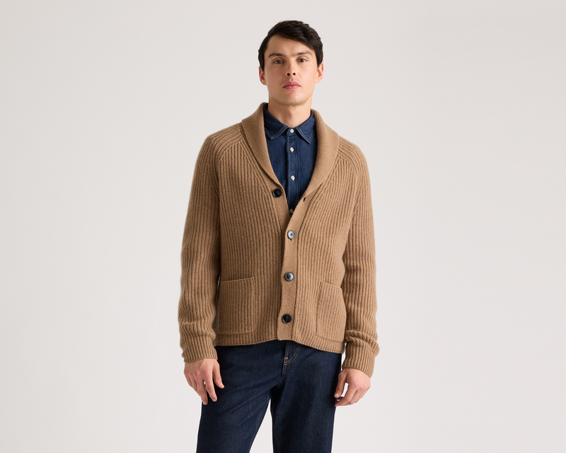Mongolian Cashmere Shawl Collar Cardigan