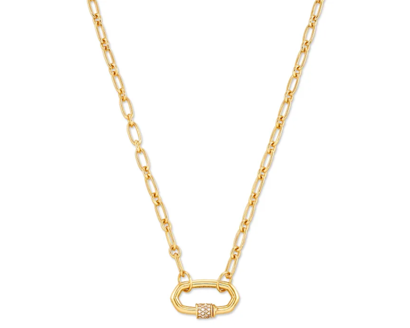 Bristol 18k Gold Vermeil Link Necklace in White Sapphire