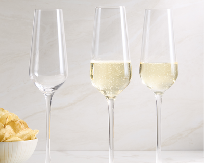 Mouth Blown Champagne Flute, Set of 4