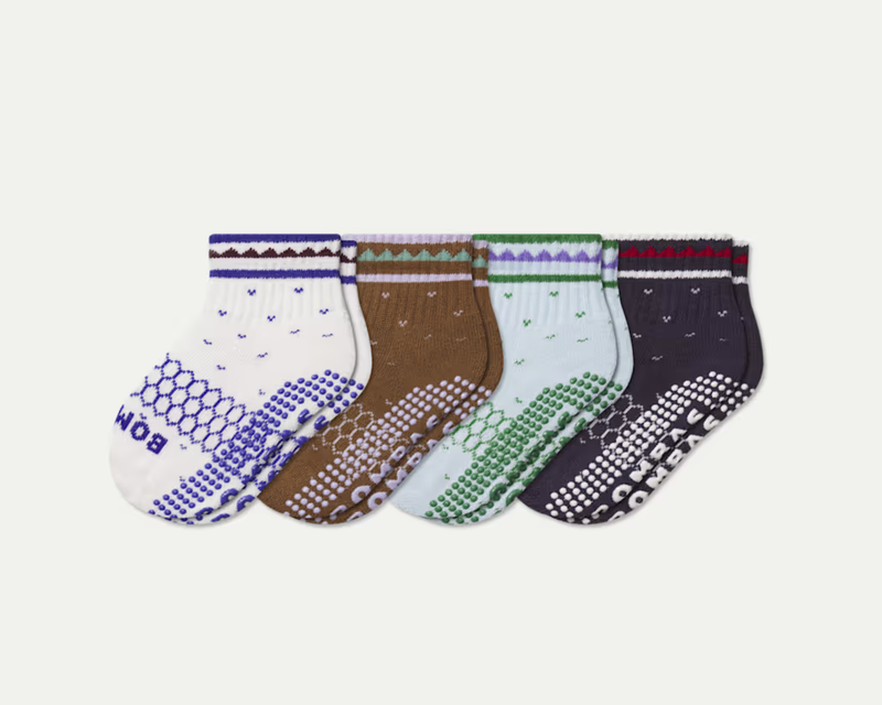 Toddler Holiday Gripper Calf Sock 4-Pack
