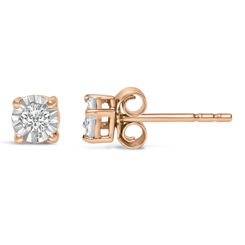 Sterling Silver Round Brilliant-Cut Lab Grown Diamond Miracle-Set Stud Earrings