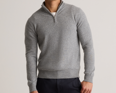 Mongolian Cashmere Quarter Zip Sweater