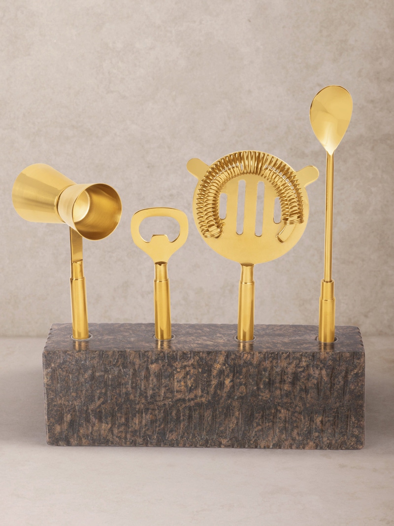 Sante Onyx Bar Tool Set with Stand