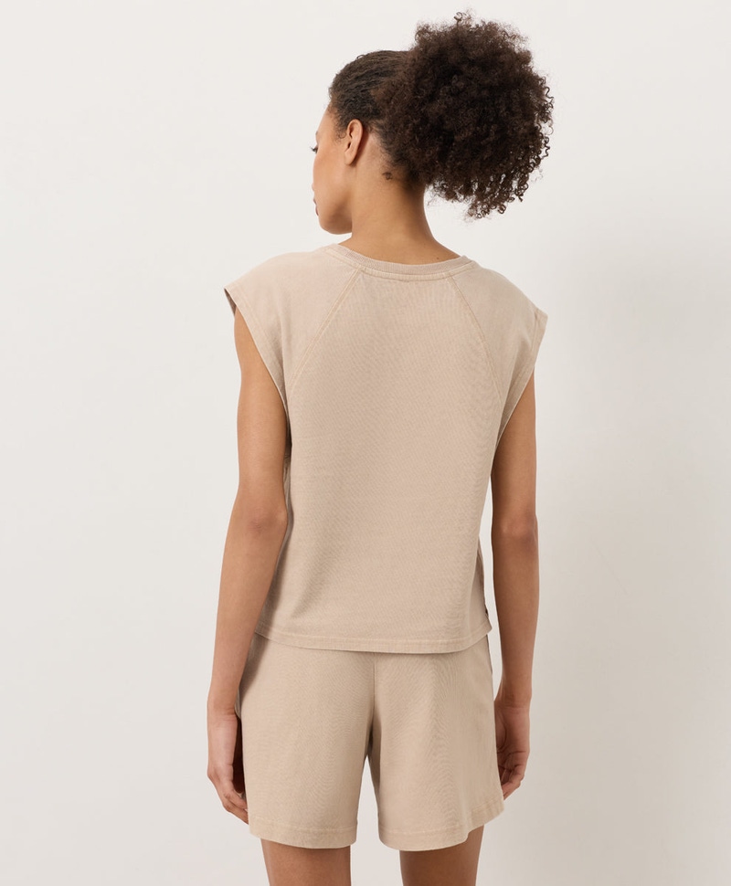 Women's Organic Weekends Raglan Muscle Tee, Washed Flagstone