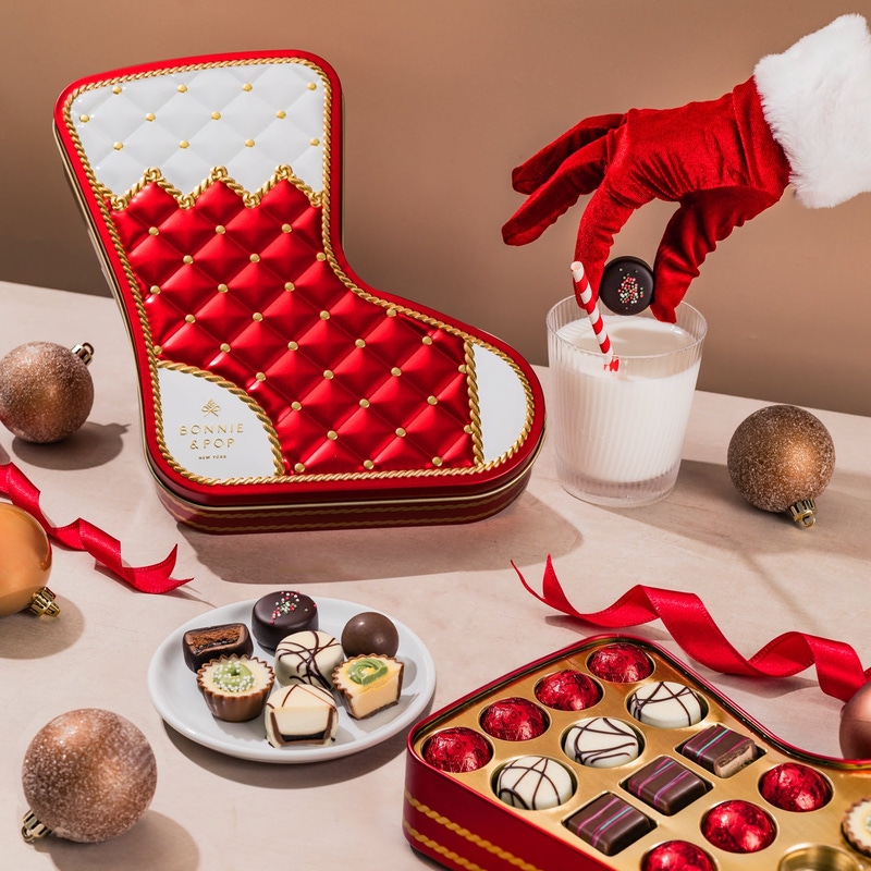 Christmas Chocolate Bon Bons Stocking Tin