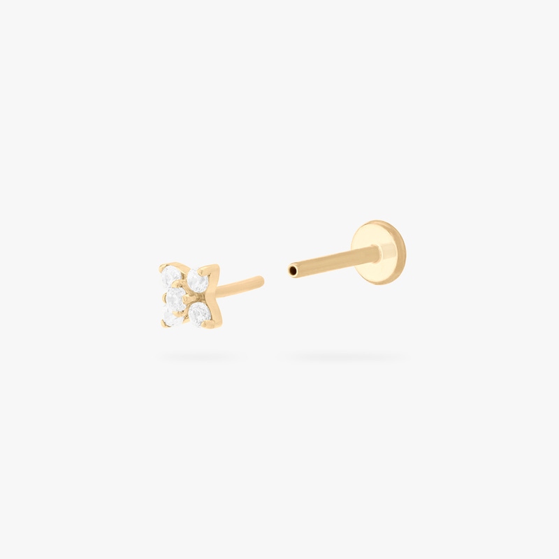 Pave X Flatback Stud, Single