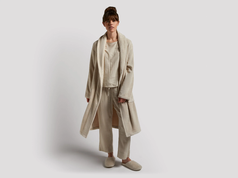 Classic Turkish Cotton Robe, Bone
