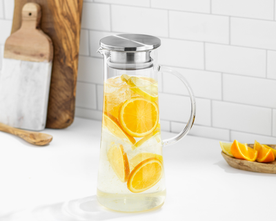 Glass Water Pitcher with Lid