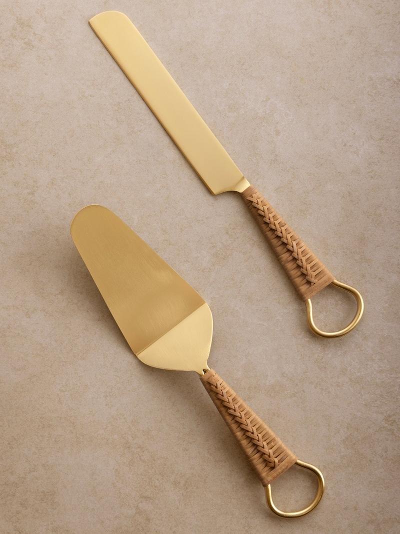Helsinki Rattan Cake Servers
