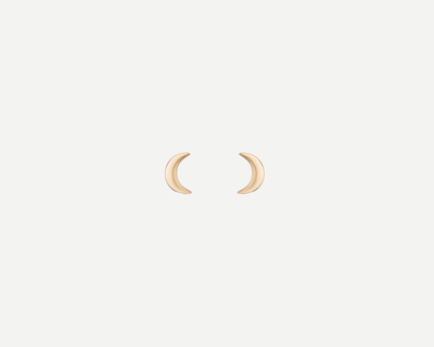 Gold Moon Stud Earrings