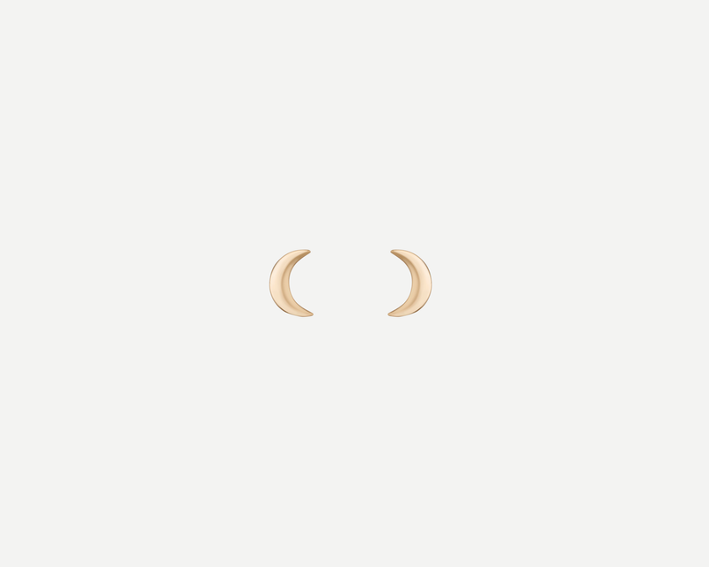 Gold Moon Stud Earrings