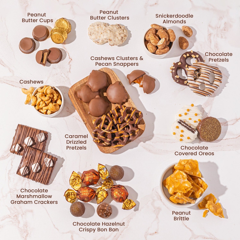 Deluxe Thanksgiving Gift Box with Gourmet Chocolate & Nut Assortment in Gold Tin