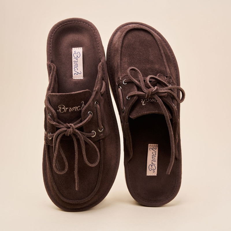 Boat Mule, Dark Brown Suede