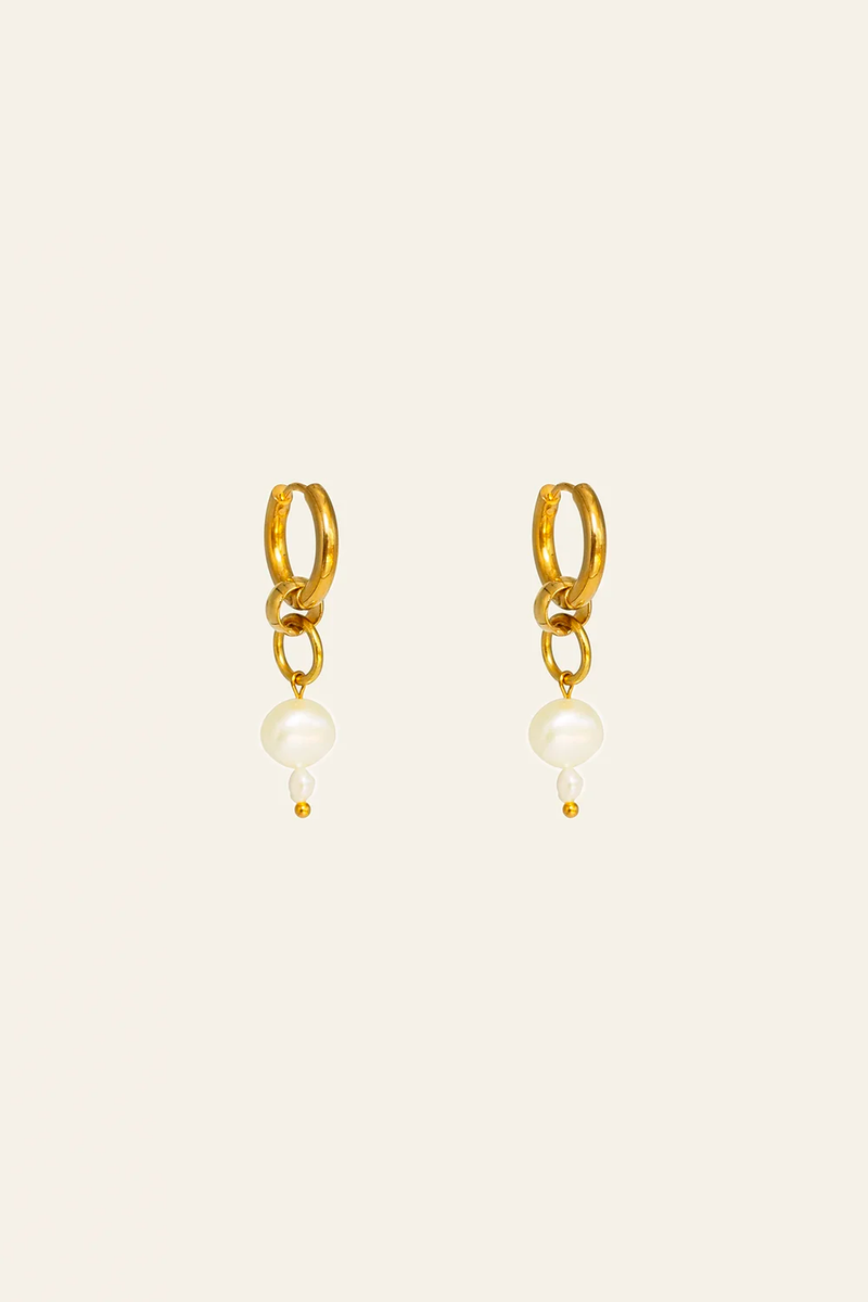 Pearl Drop Hoop Earring Pair