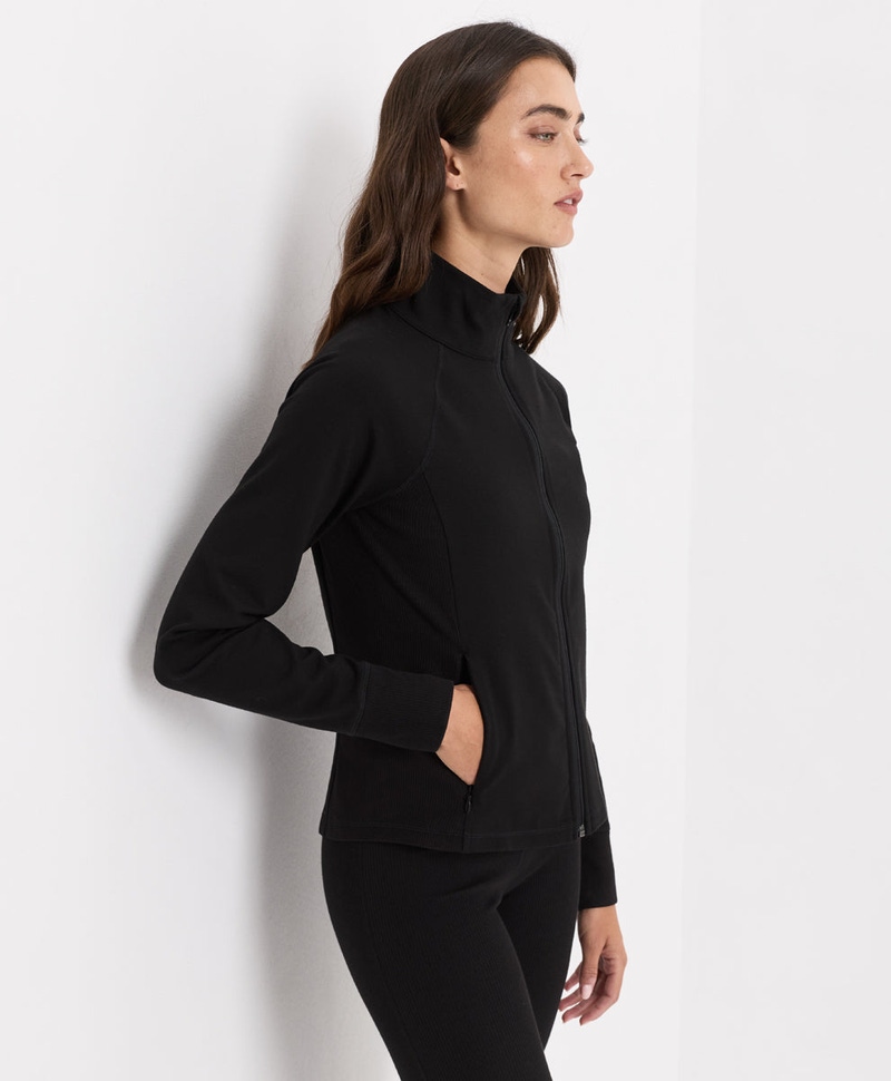 Women's Organic On The Go-To Slim Zip Up Jacket, Black