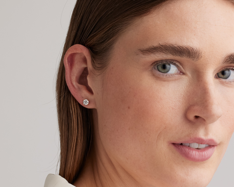 14K Gold Lab Grown 2 Carat Diamond Solitaire Studs