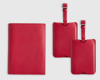 Nappa Leather RFID Blocking Passport & Luggage Tag Set