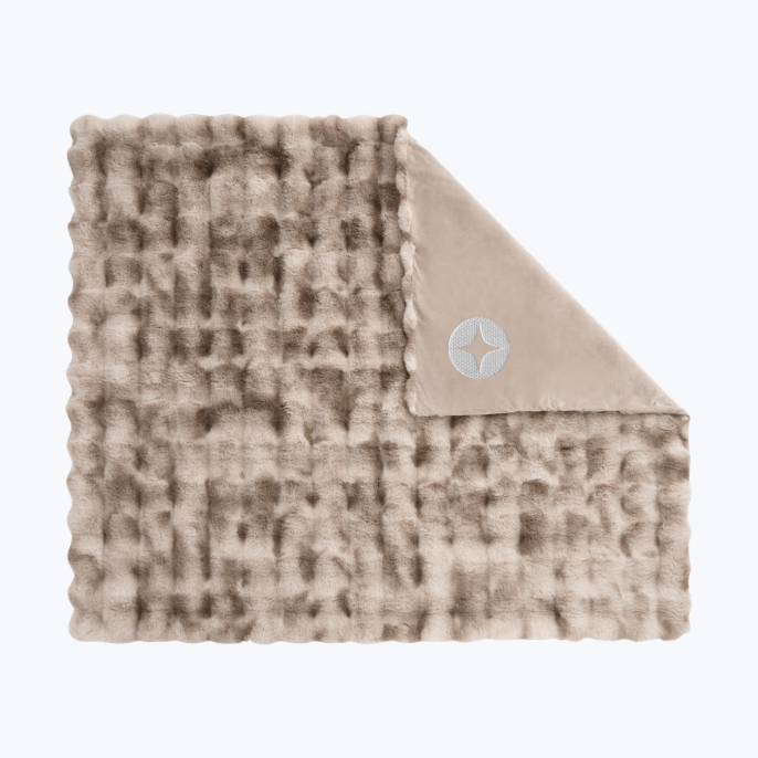 Branded Ruched Faux Fur Recycled Polyester Blanket