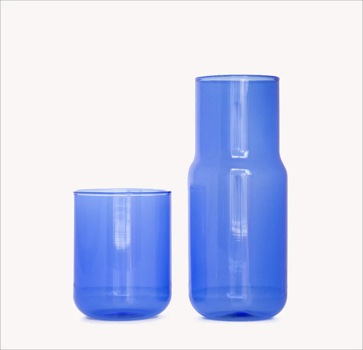 Tinted Glass Stackable Carafe and Glass Set