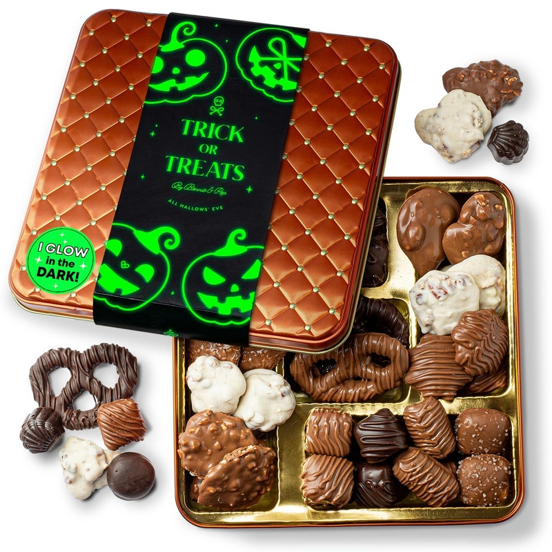 Halloween Chocolate Gift Basket, Glow-in-the-Dark Candy Tin