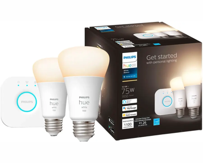 Hue A19 White 75W Smart LED 2 Bulb Starter Kit