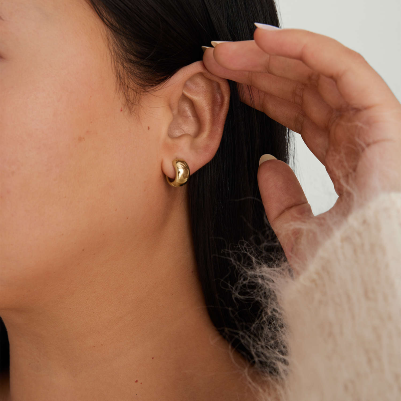 18K Gold Vermeil Chunky Huggie Hoops
