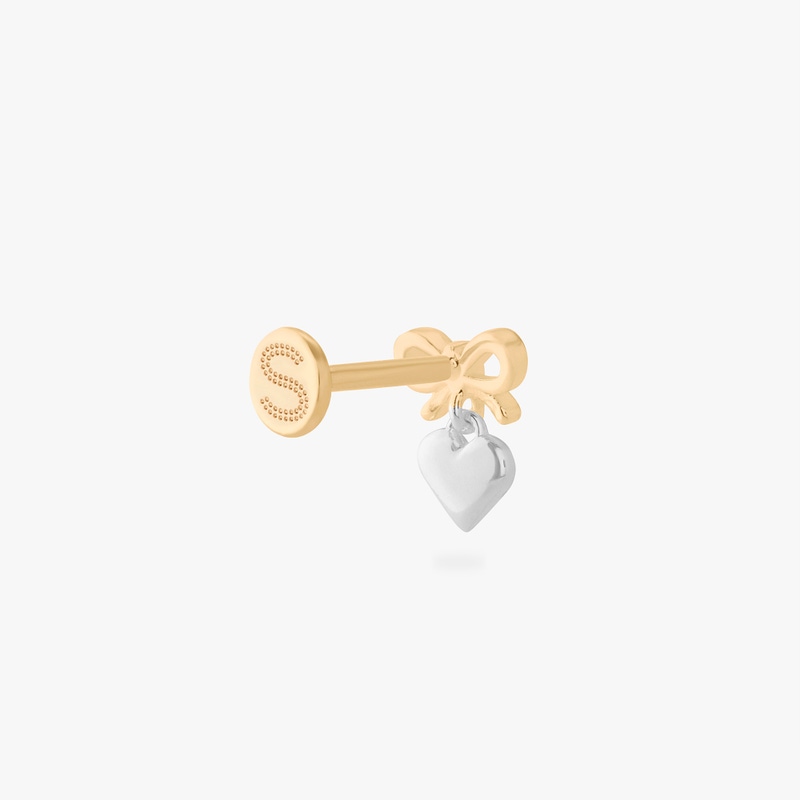 Two Tone Bow Flatback Stud, Single