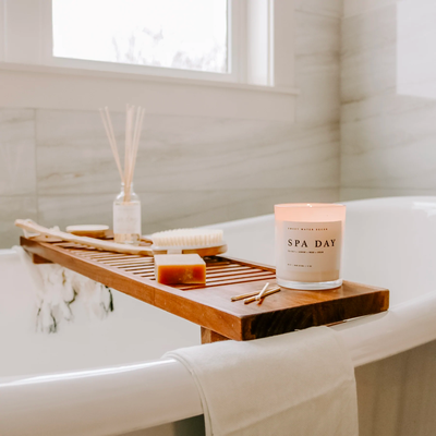 White Jar Candle + Wood Lid