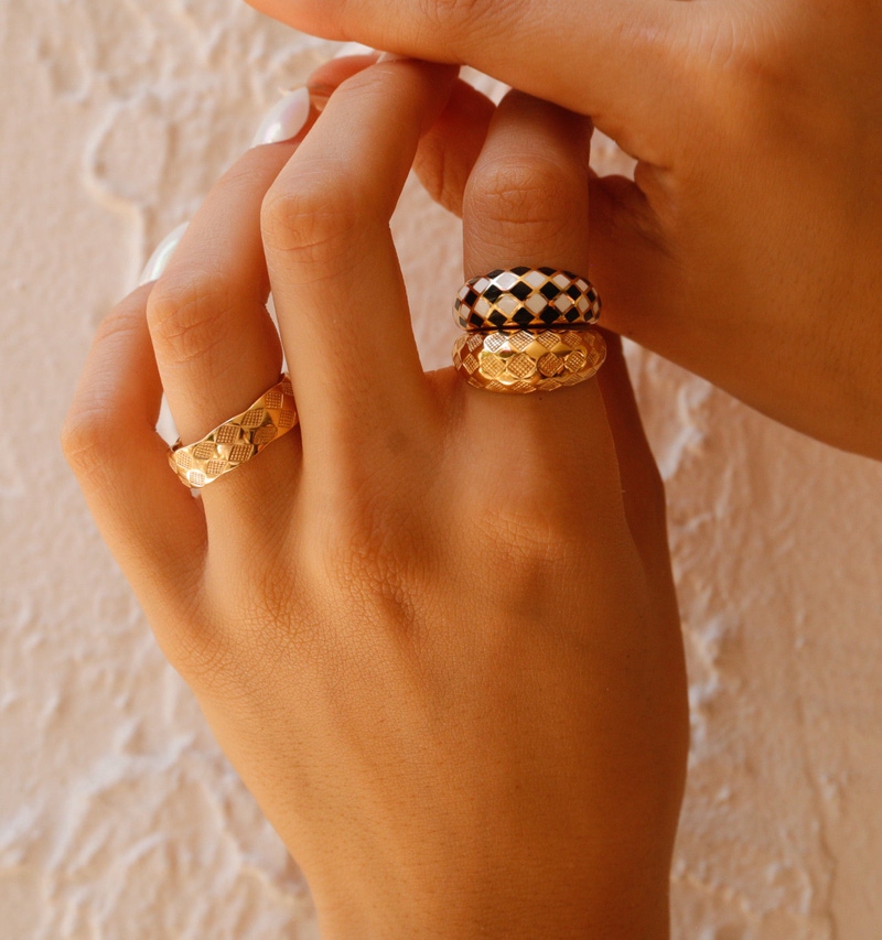 Checker Dome Ring
