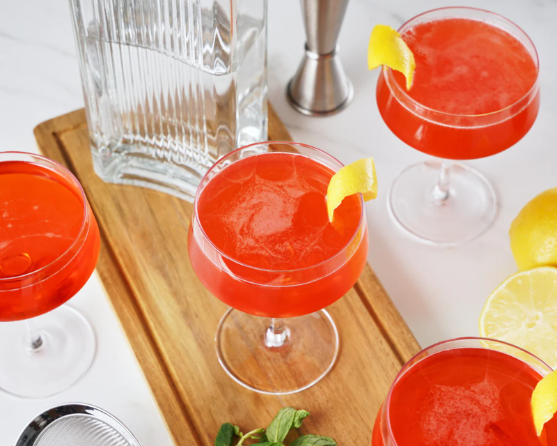 Angled Crystal Coupe Glasses, Set of 4