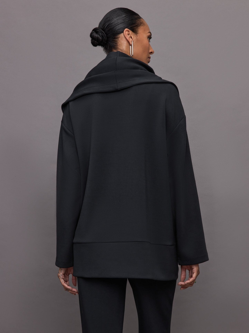 Knit Cocoon Cardigan in Interlock, Black
