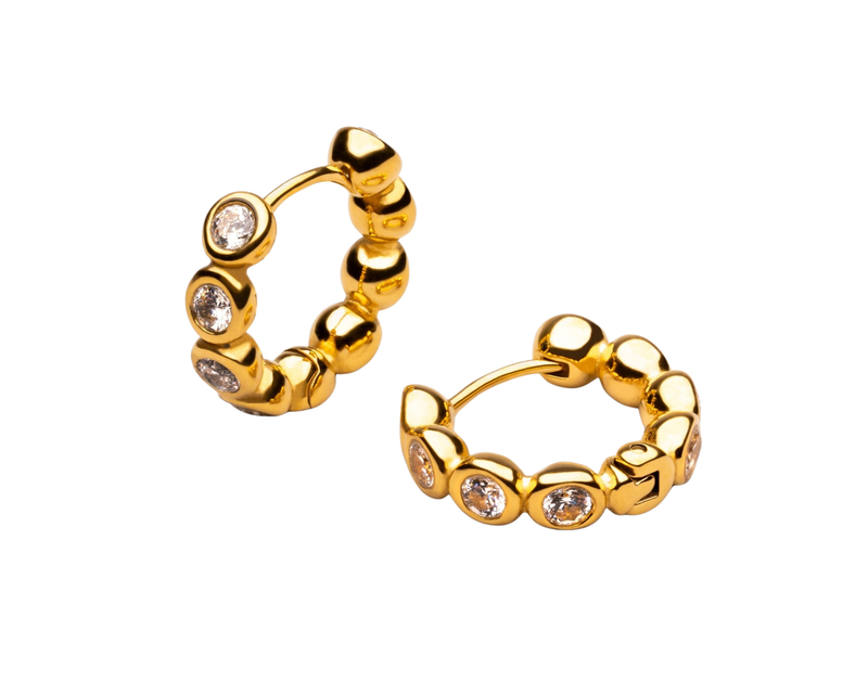 Beaded Diamond Hoops