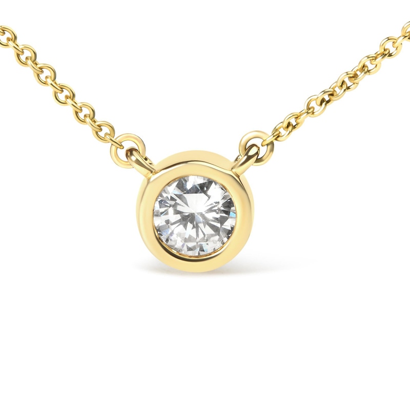 14K Gold 0.33 Carat Lab Grown Diamond Modern Bezel-Set Solitaire Pendant Necklace