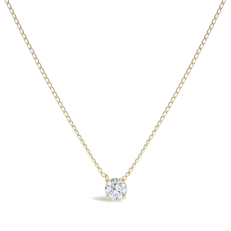 14K Gold Floating Lab Grown Diamond Solitaire Pendant Necklace