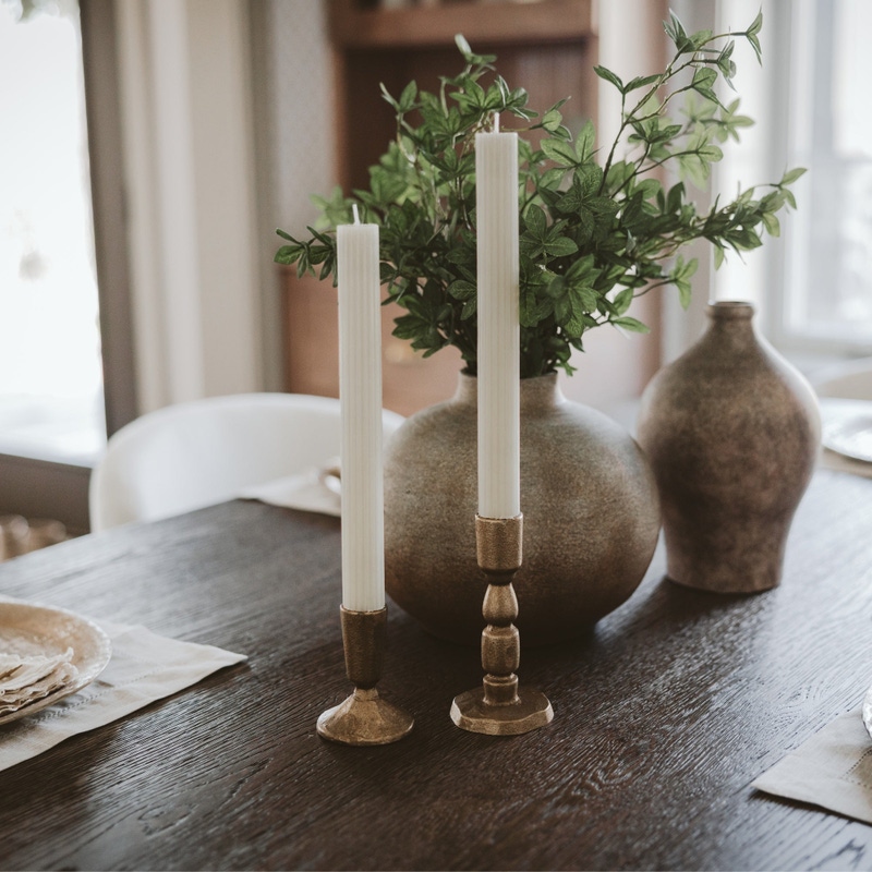 Gold Cast Iron Candle Holders Set of 2