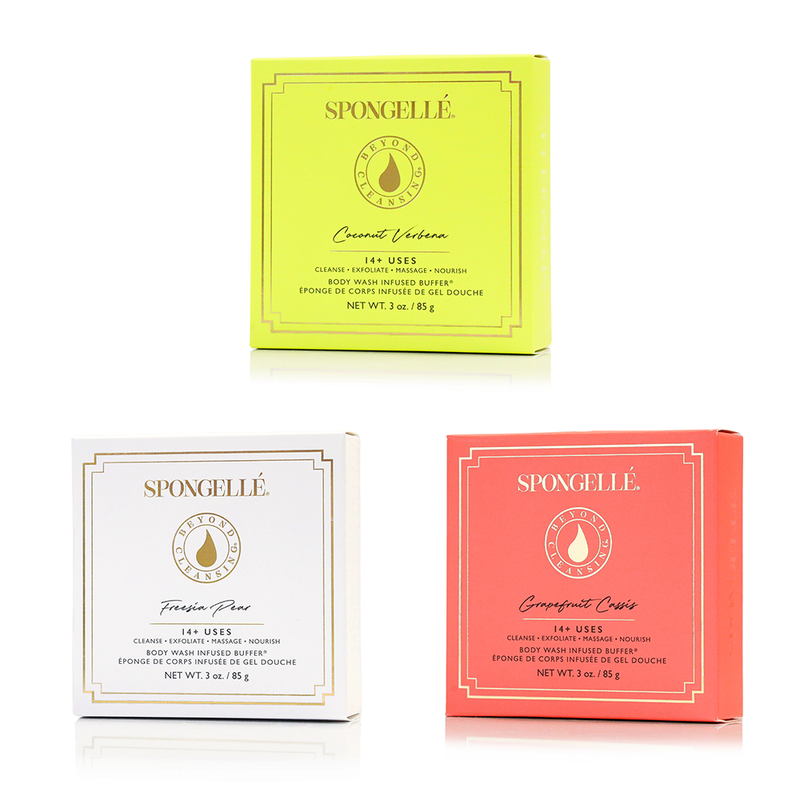 Boxed Flower Body Wash Infused Sponge Sets Trio