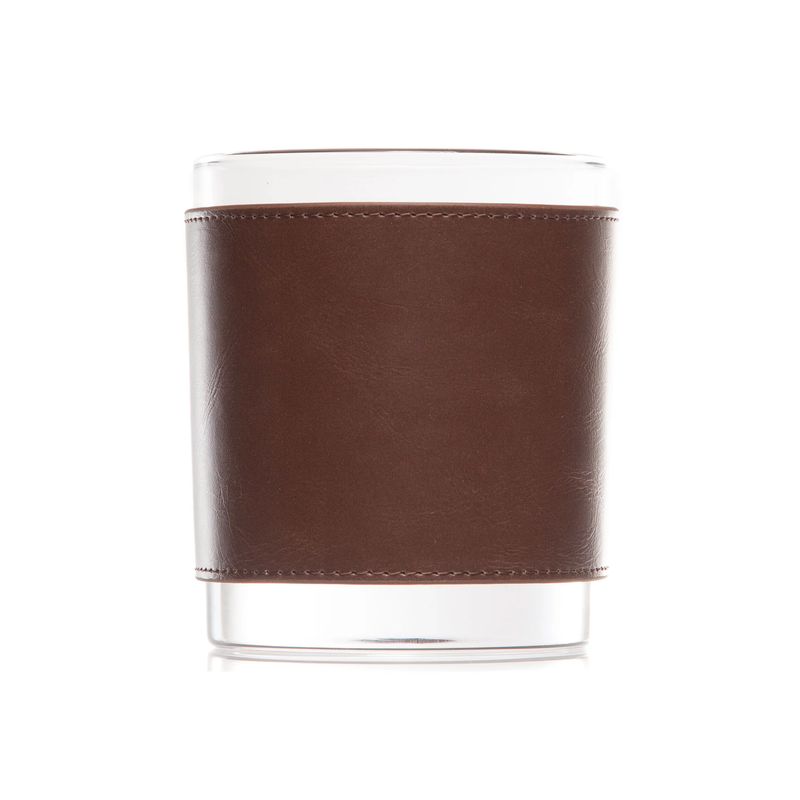 Personalized Leather Wrapped DOF Glass