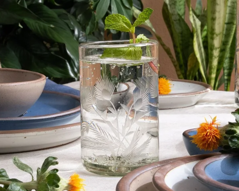 Etched Thistle Tumbler Set of 4