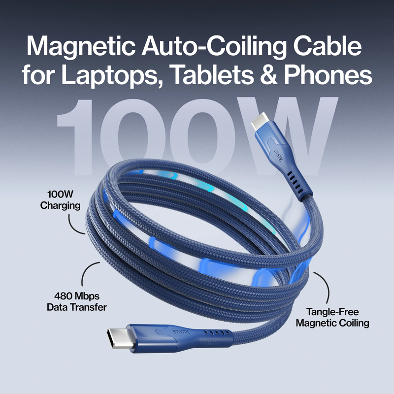 MagStack&nbsp;Pro Auto-Coiling USB-C to USB-C 6.6' Cable