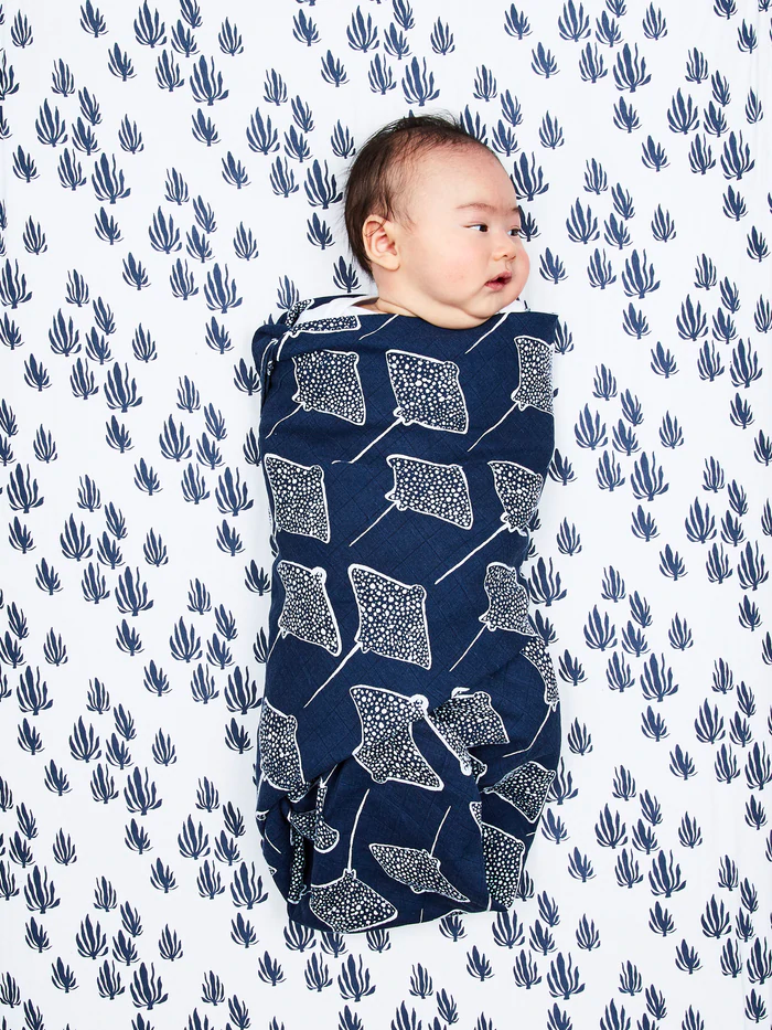 Lewis organic cotton swaddle blanket - new baby gift 2026 - $28