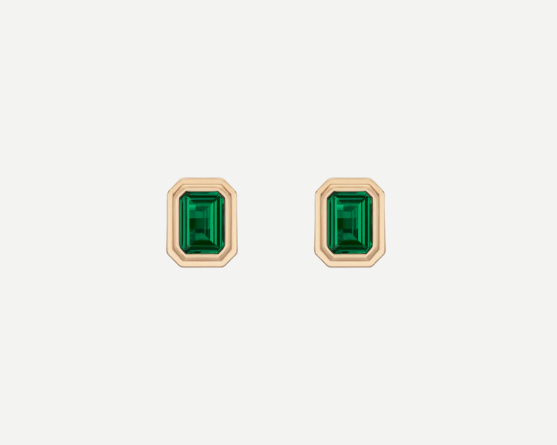 Lab Grown Emerald Heirloom Stud Earrings