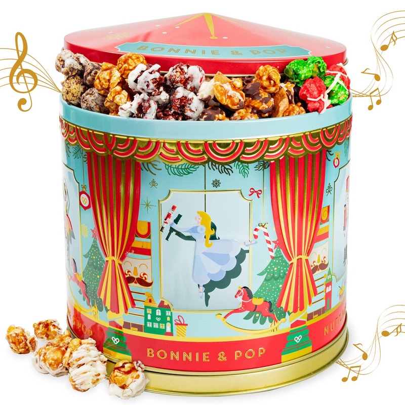 Nutcracker Musical Keepsake Tin with Holiday Popcorn