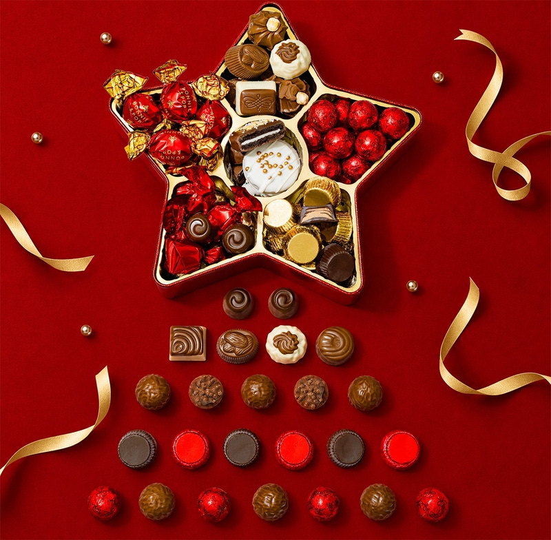 Christmas Chocolate Bon Bons Star Tin
