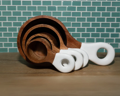 Acacia Wooden Measuring Cups, Set of 4