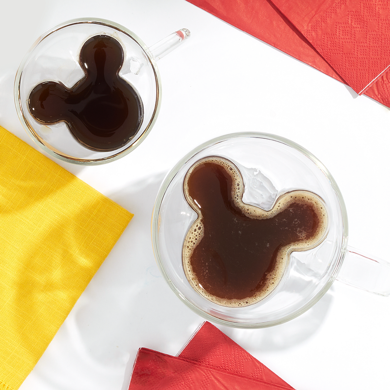 Disney Mickey Mouse 3D Double Wall Glasses, 4pc Set