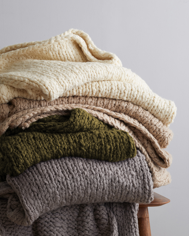 Chunky Hand Knit Wool Throw