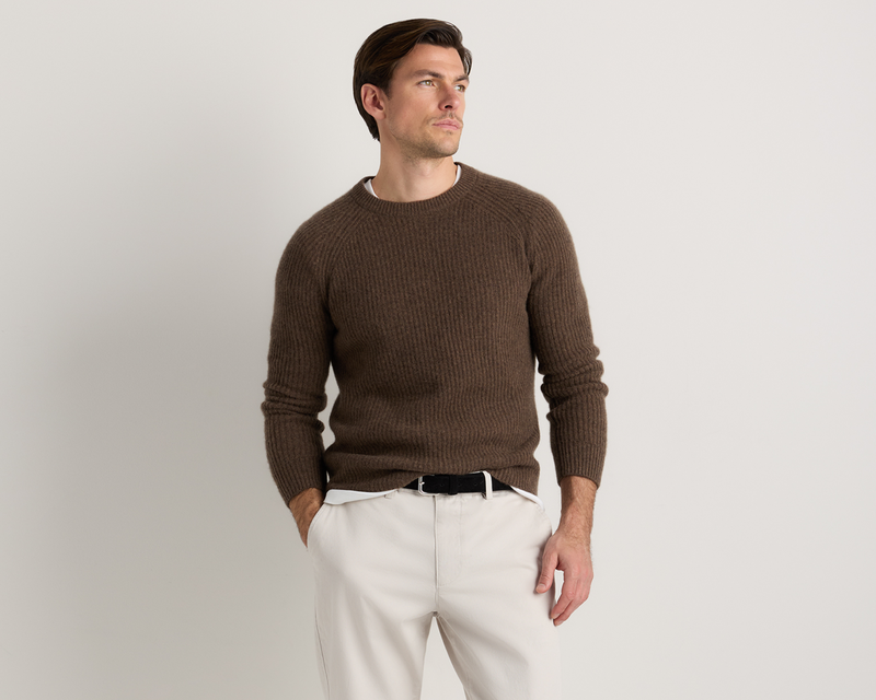 Mongolian Cashmere Fisherman Crewneck Sweater