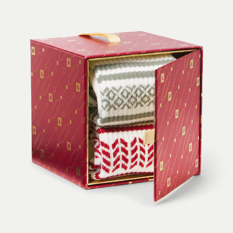 Men's Fair Isle Half Calf Sock 2-Pack Gift Box